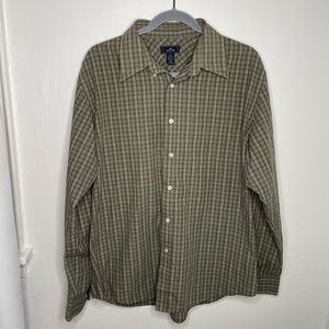 Dockers Green Gingham Button Down Long Sleeve Shirt